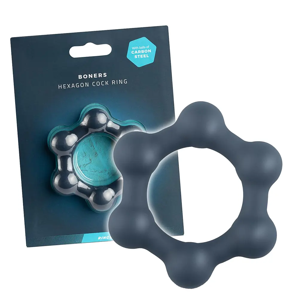Ерекційне кільце Boners Hexagon Cock Ring 3.8 см сірий - фото 2
