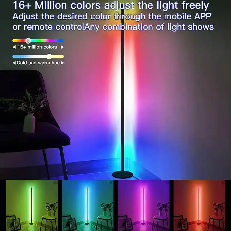 Напольная угловая LED лампа RGB SAL-005B 120cm Bluetooth USB with app Black - фото 2