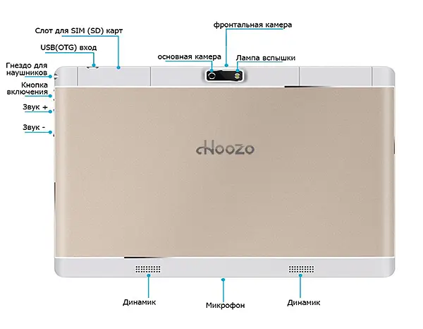 Планшет-телефон Hoozo MT116 2GB RAM Gold + Чохол-клавіатура + Карта пам'яті 32GB - фото 8