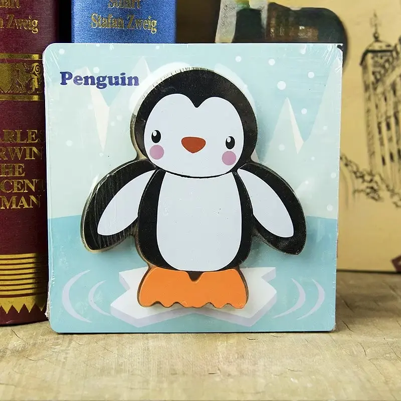 Дерев’яний пазл для дітей Пінгвін Penguin 15×15 см розвиваюча іграшка дитячий пазл сортер тварини для малюків - фото 2