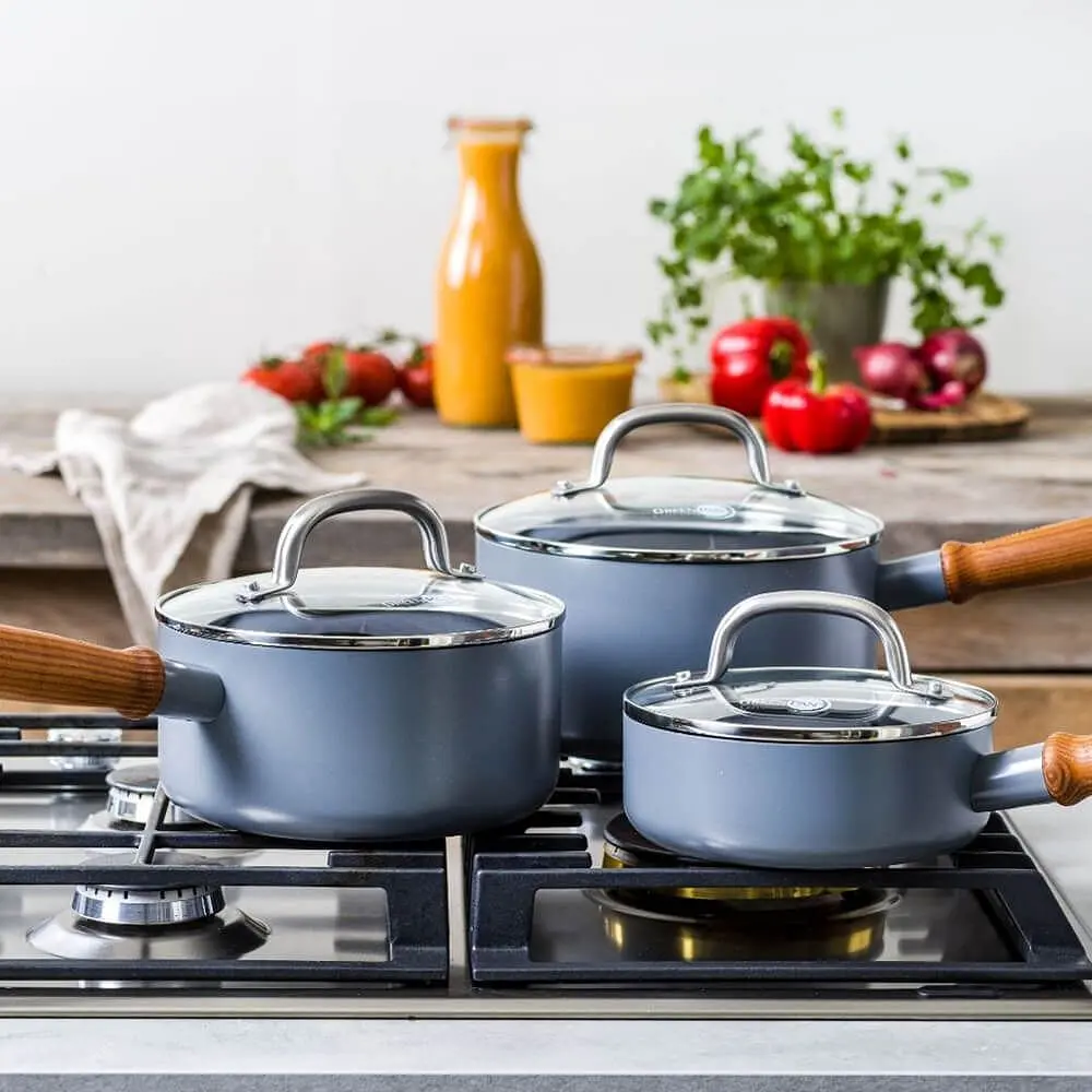 Набір ковшів з кришками GreenPan Mayflower Pro, 16/18/20 см, 1,05/2,1/3,1 л з керам. покриттям - фото 3