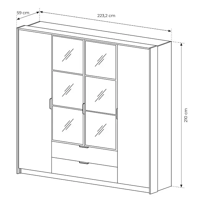 Шафа для одягу Perfect Home Мілтон / Milton 4-дверна з дзеркалом 4D2S/220 Каштан/антрацит (PFH-091085) - фото 6