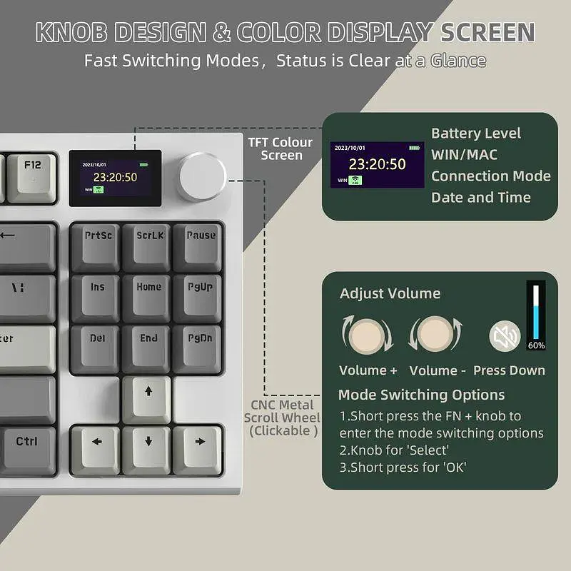 Клавіатура ATTACK Shark K86 Grey | RGB підсвітка | HotSwap - фото 6