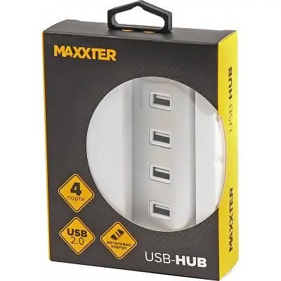 Концентратор Maxxter USB 2.0 Type-A 4 ports silver (HU2A-4P-01) - фото 4