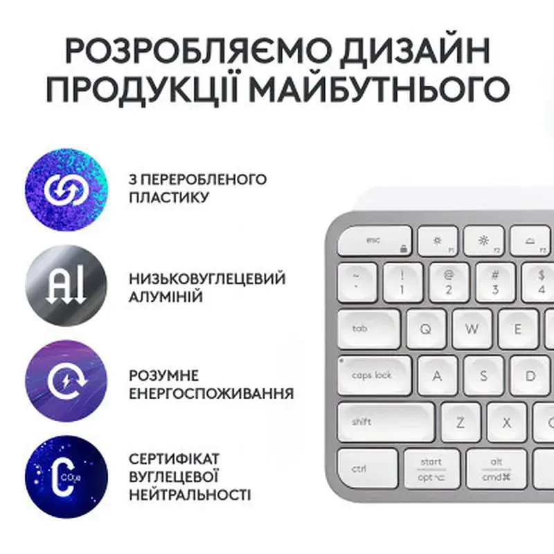 Клавіатура Logitech MX Keys S Wireless UA Pale Grey (920-011588) - фото 5