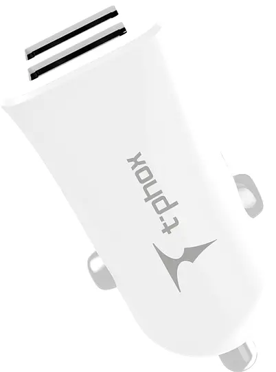АЗУ T-PHOX Pocket 2.4A Dual USB white - фото 4