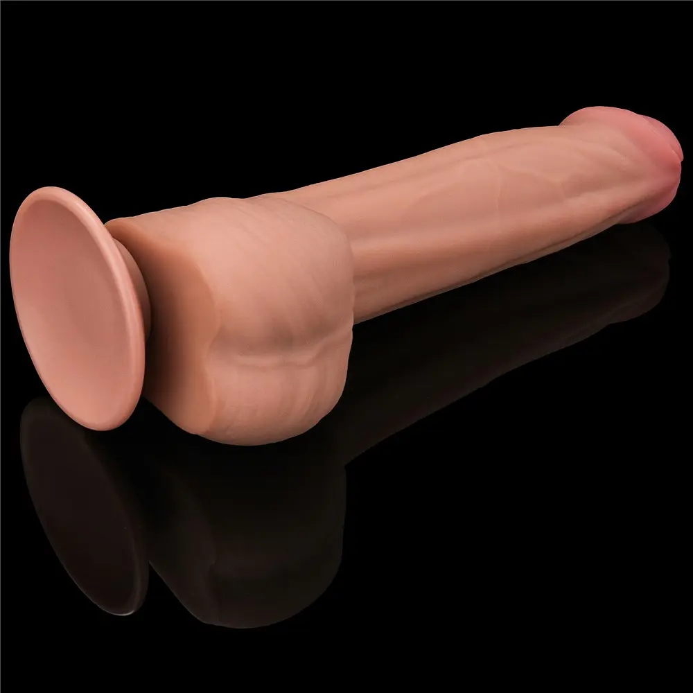 Фалоімітатор LoveToy Sliding-Skin Dual Layer Dong 29 см тілесний - фото 4