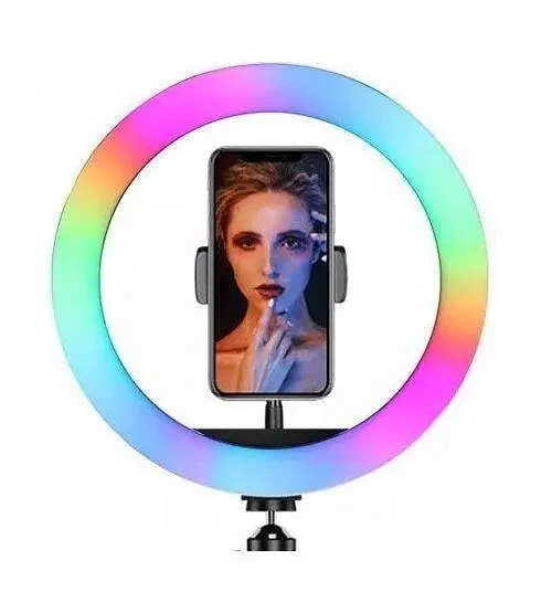 Лампа кільцева LED Ring Light RGB 33 см зі штативом 210 см, тримачем телефона і регулюванням світла - фото 2
