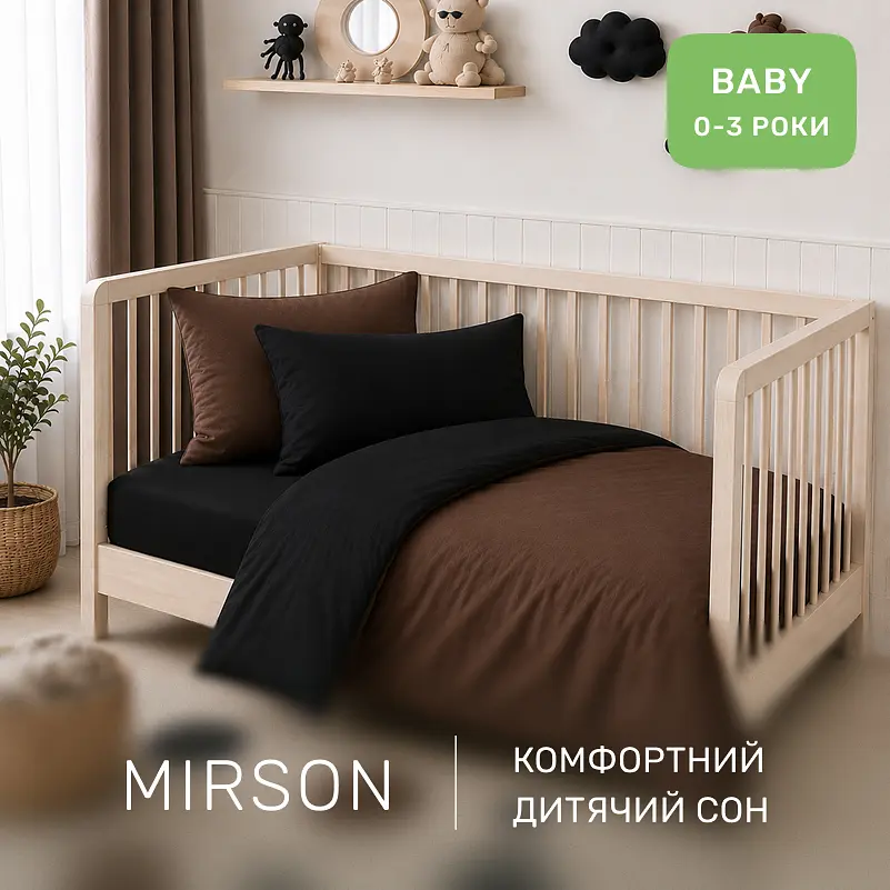Дитяча постільна білизна MIRSON BABY фланель Black/Brown 110х160см (2200012799611) - фото 6