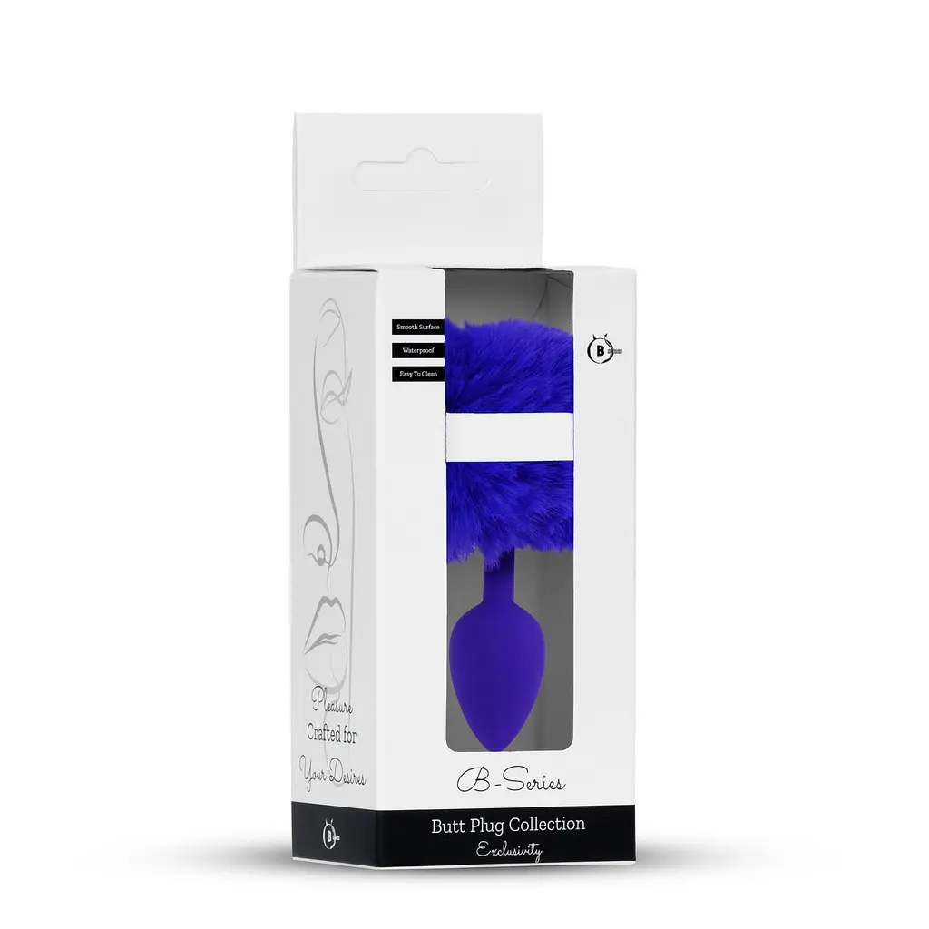 Анальна пробка з хвостом B-Series Jewellery Silicon PLUG Bunny Tail Purple, 6,5х2,7 см, фіолетовий - фото 6