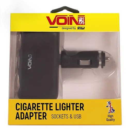 Автомобільний розгалужувач прикурювача VOIN 2 виходу 2USB 2400mA 12/24V Кутовий (SC-2004) - фото 2