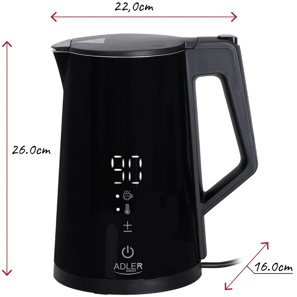 Електрочайник Adler AD 1345 black 1850-2200Вт/1.7л/STRIX/встановлення температури/(AD1345B) - фото 6