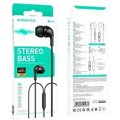 Навушники Borofone Craft універсальні earphones with mic BM83 чорні - фото 2