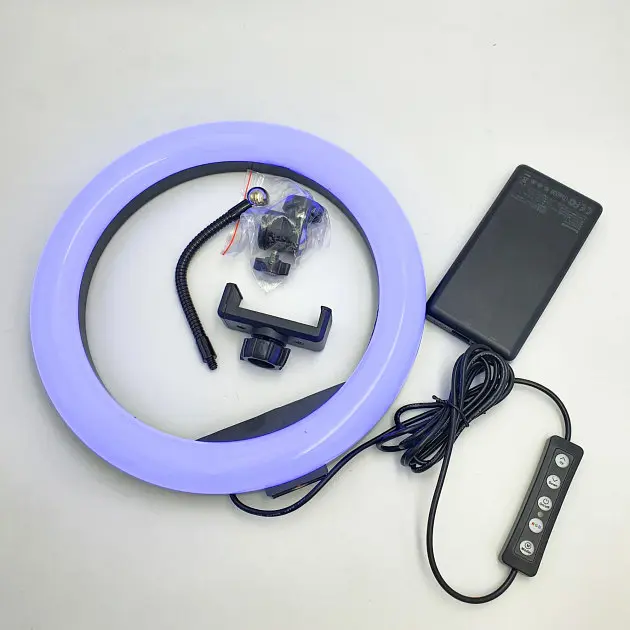 Селфи-лампа LED кольцевая 33 см Voltronic MJ33 RGB + штатив - фото 4