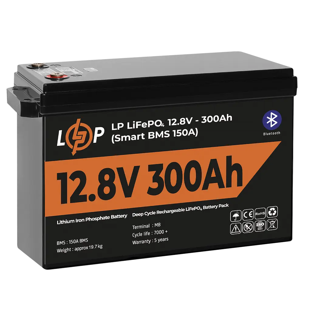 Акумулятор LP LiFePO4 12,8V - 300 Ah (3840Wh) (Smart BMS 200А) з BT пластик - фото 4
