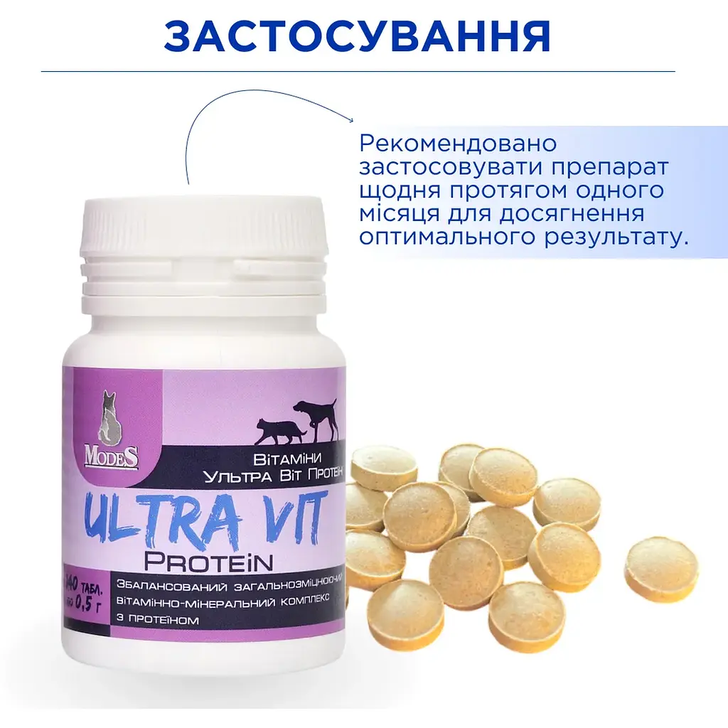 Вітамінно-мінеральний комплекс Modes Ultra Vit Biotin + Taurine для собак та котів 140 таблеток - фото 4