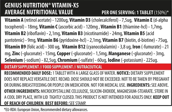 Вітамінно-мінеральний комплекс Genius Nutrition Vitamin-X5 120 таблеток - фото 2
