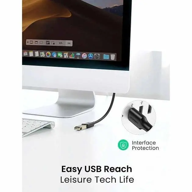 Подовжувач Ugreen USB 3.0 AM/AF штекер - роз'єм 2 м, чорний (40657) - фото 4