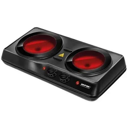 Настільна плита MPM MKE-21, Black, 2000Вт (1200+800), інфрачервона, 2 конфорки, діаметр поверхні нагріву 19+16,5см - фото 2