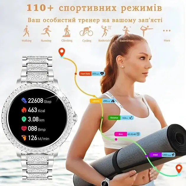 Смарт-годинник для жінок Smart Fitonme Silver Lux з моніторингом здоров'я - фото 6