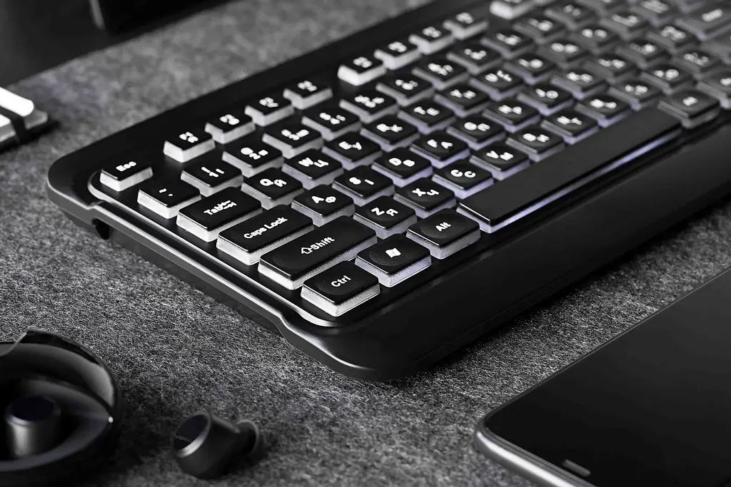 Клавіатура мембранна USB з LED-підсвіткою 2E KS-120 Black, 104key, USB-A, EN/UK, White LED - фото 4