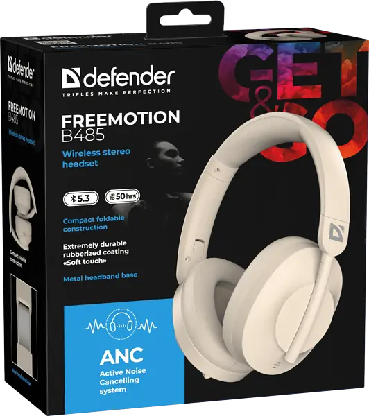 Гарнітура Defender FreeMotion B485 Bluetooth ANC Beige (63485) - фото 10