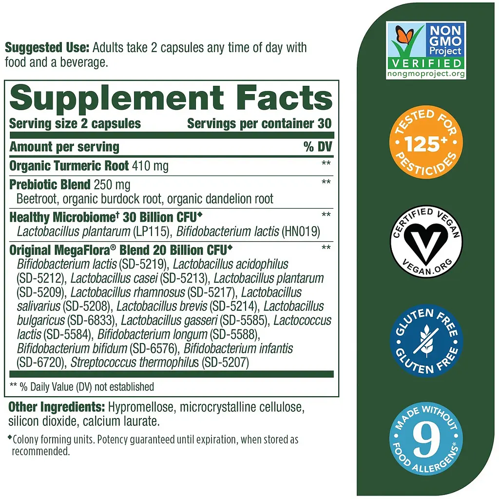 Пробіотики MegaFood MegaFlora Probiotic with Turmeric 60 капсул - фото 4