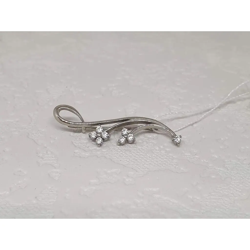 Срібна брошка Ірій з фіанітами. 9527 - фото 2