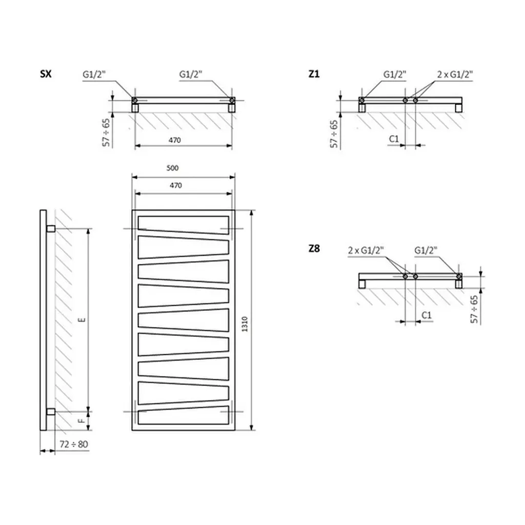 Сушарка для рушників Terma 1310х500 Zigzag (WGZIG131050K9M5SX) - фото 3