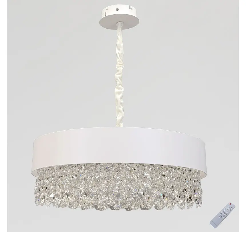 Велика біла кришталева світлодіодна люстра Artlight 8677/800WH діаметром 78,5 см та 15 патронами E14 - фото 2