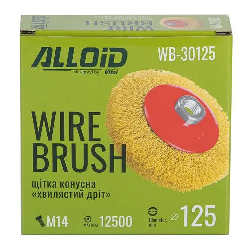 Щітка конусна Alloid кручений дріт 115 мм М14х2 (WB-30115) - фото 5