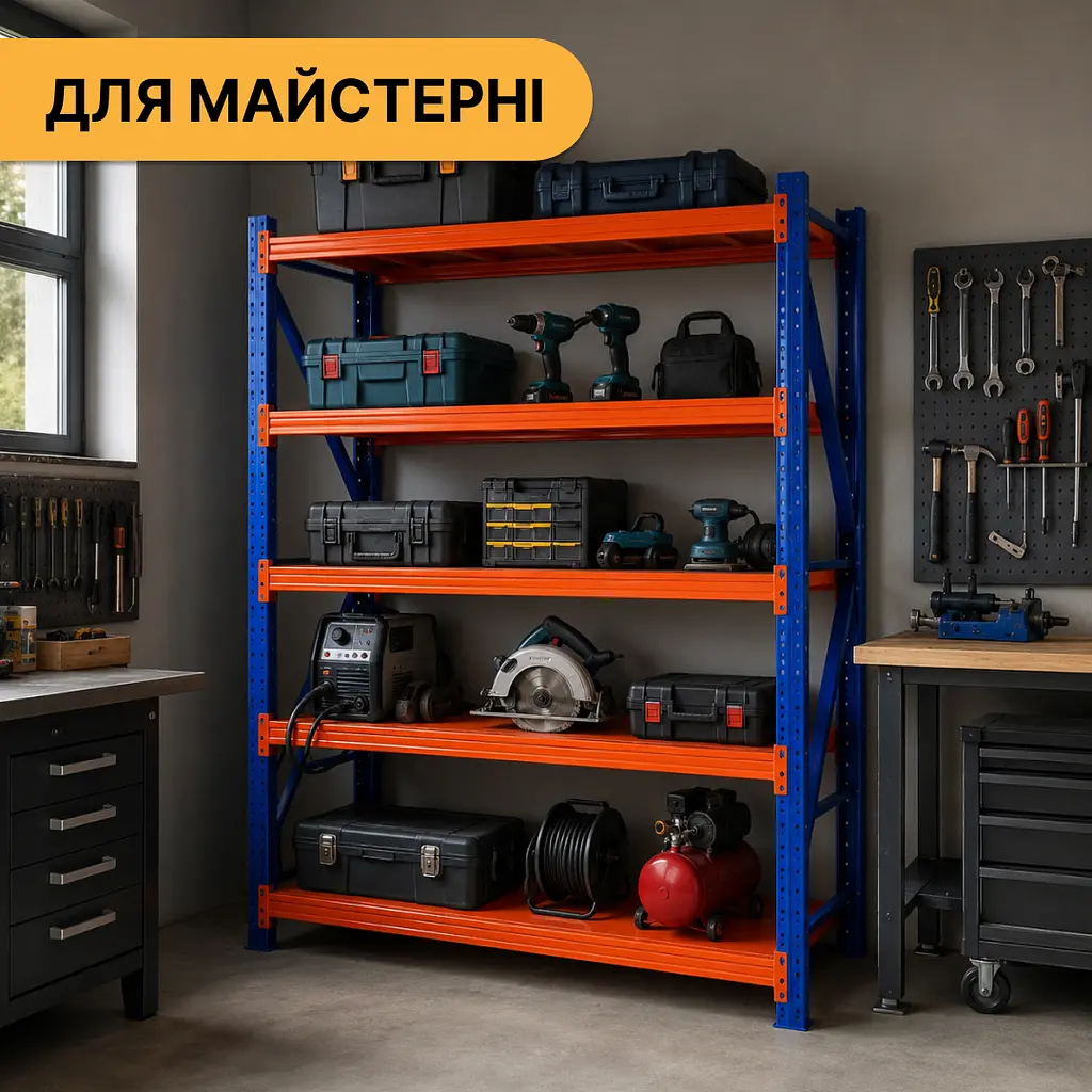 Металевий стелаж LEOBRO Premium Pro 200 х 200 х 50 см, 300кг/полиця, 5 полиць (LB-R133) - фото 8
