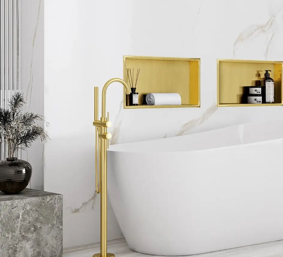 Вбудована полиця Rea 30x45 brushed gold з обідком REA-05607, Золотий - фото 3