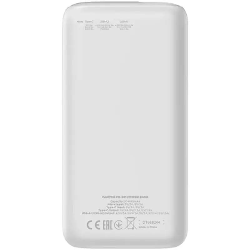 Батарея універсальна Canyon PB-301 30000mAh PD/20W, QC/3.0 (CNE-CPB301W) - фото 3