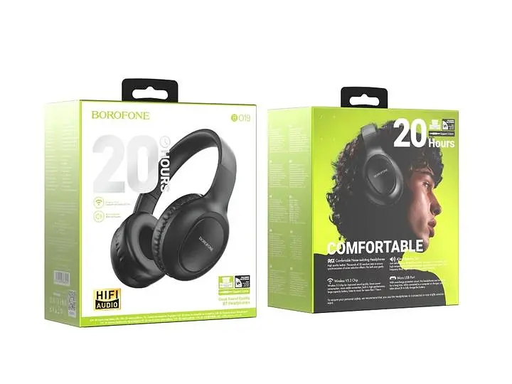 Наушники Borofone BO19 Musique BT headphones, BT5.3, ANC, AUX, 200mAh, 20h, black - фото 6