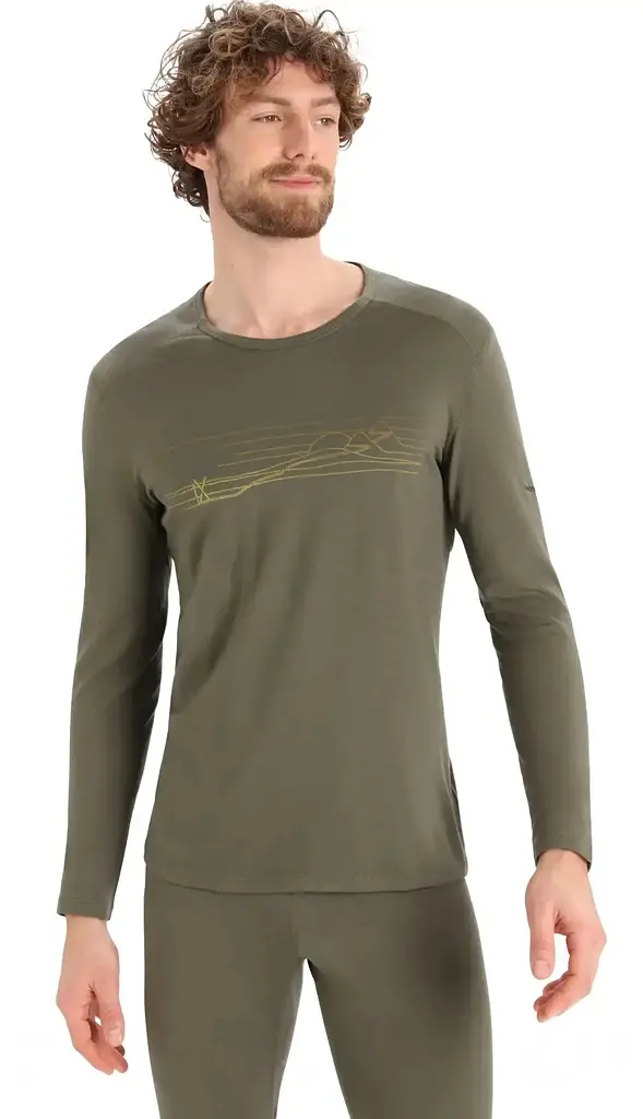 Термокофта Icebreaker 200 Oasis LS Crewe Ski Stripes Men Loden Heather XL (1052-IB0 A56 HU069 XL) - фото 2