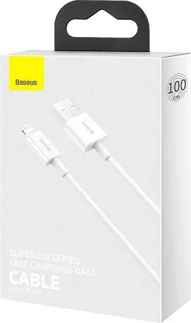 Кабель Baseus Superior Series Fast Charging Data Cable USB to iP 2.4A 2 м Белый - фото 3