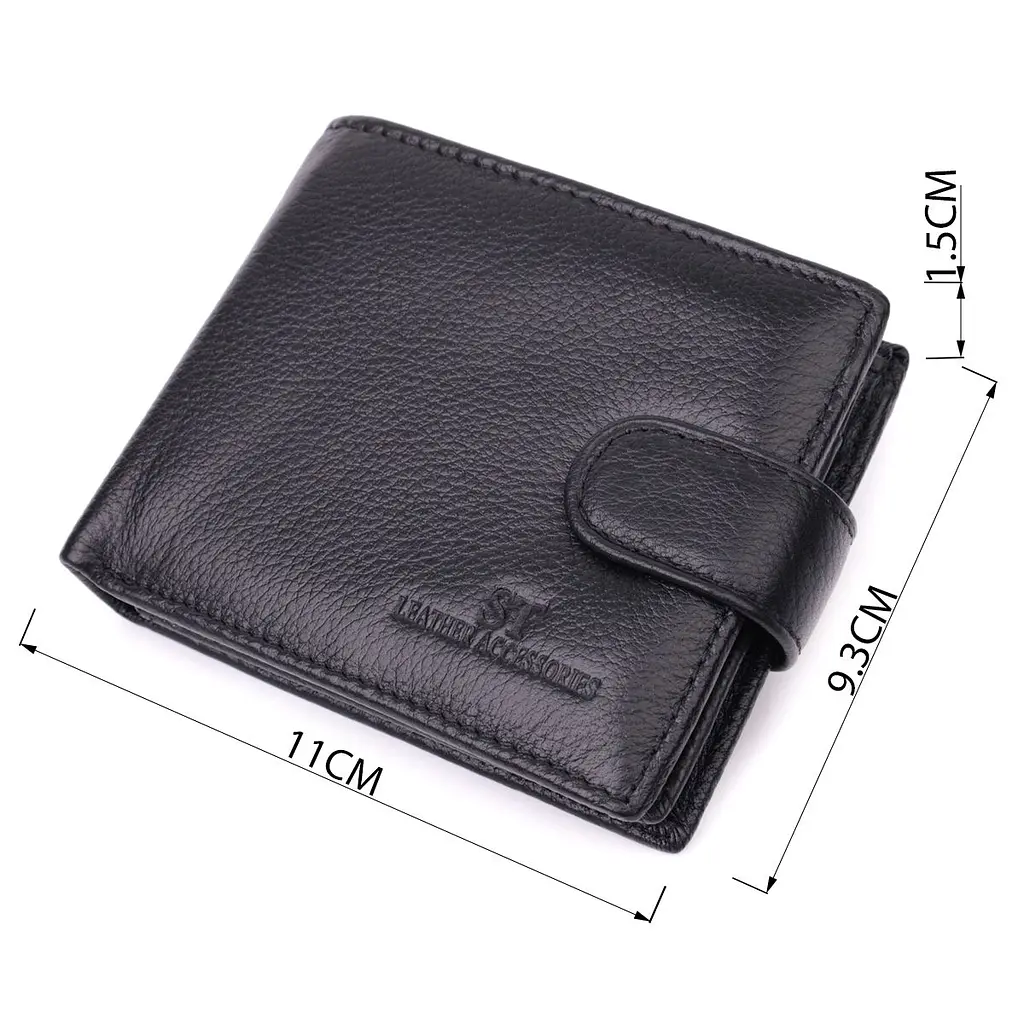 Гаманець для чоловіків зручного розміру із натуральної шкіри ST Leather 22461 чорний - фото 8