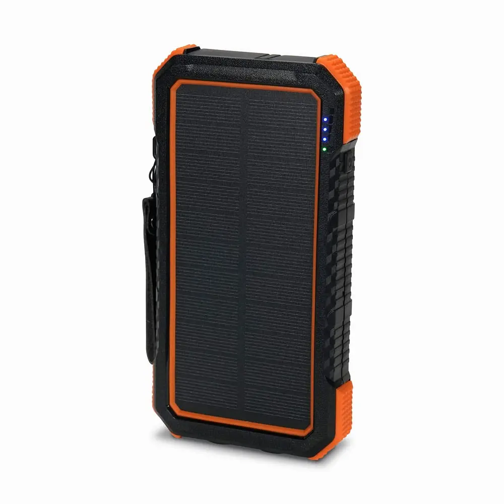 Повербанк з сонячною панеллю 20000mAh Power Bank Kraft TPB-1820SLP Orange бездротова зарядка 18W QC2.0 LED-ліхтар (43-00042) - фото 2