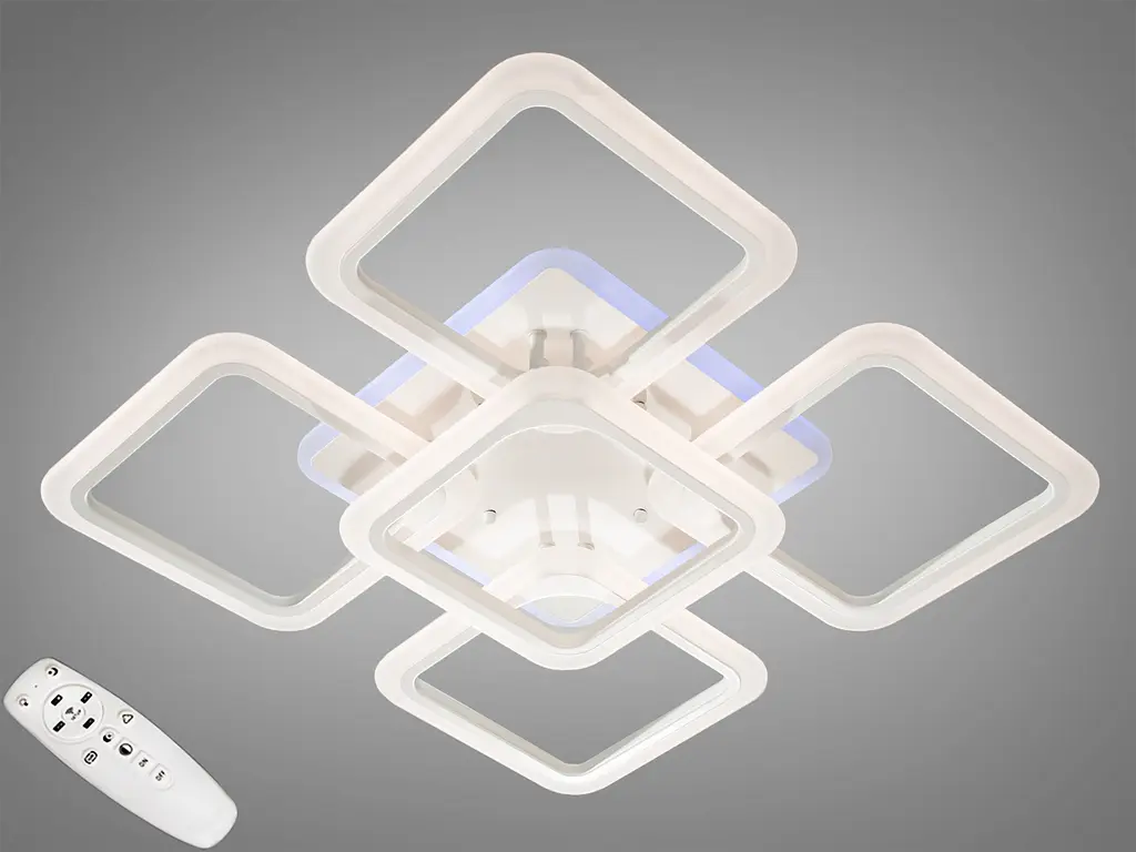 Біла LED люстра під стелю в спальню з підсвіткою, дімером, 125W - фото 1