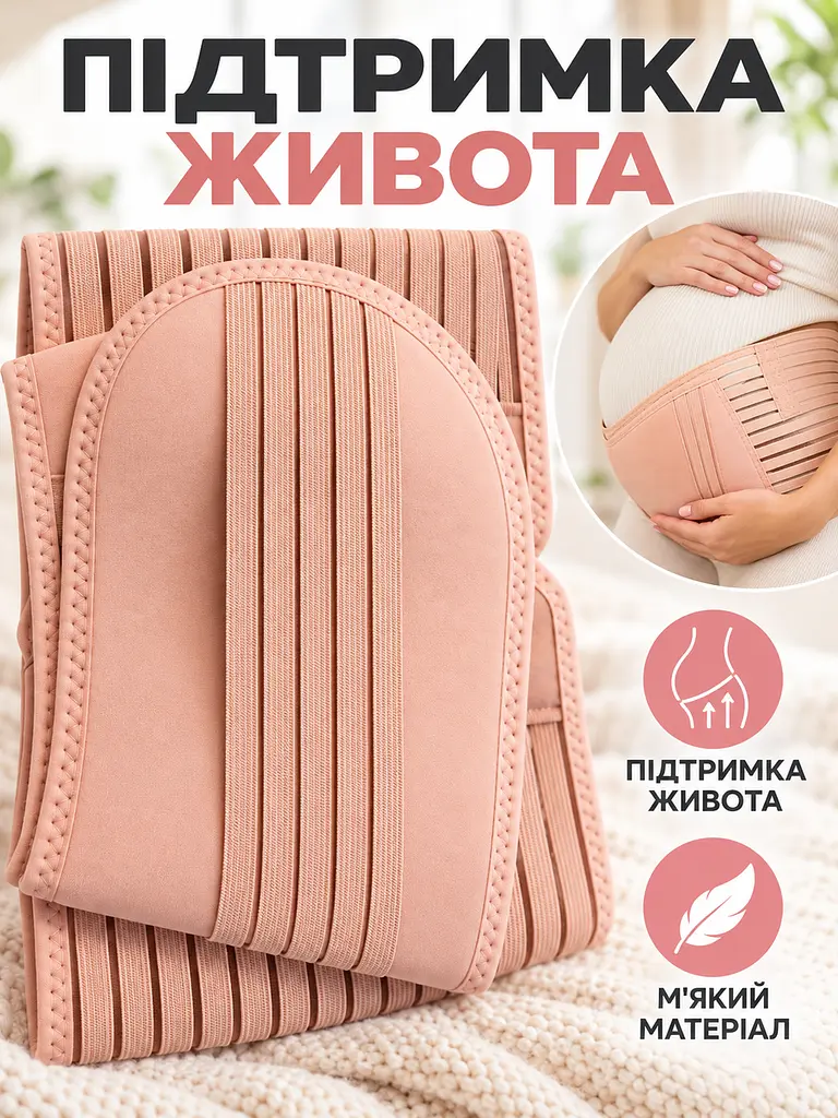 Бандаж для вагітних утягуючий на липучках L, пудра (49676418) - фото 4
