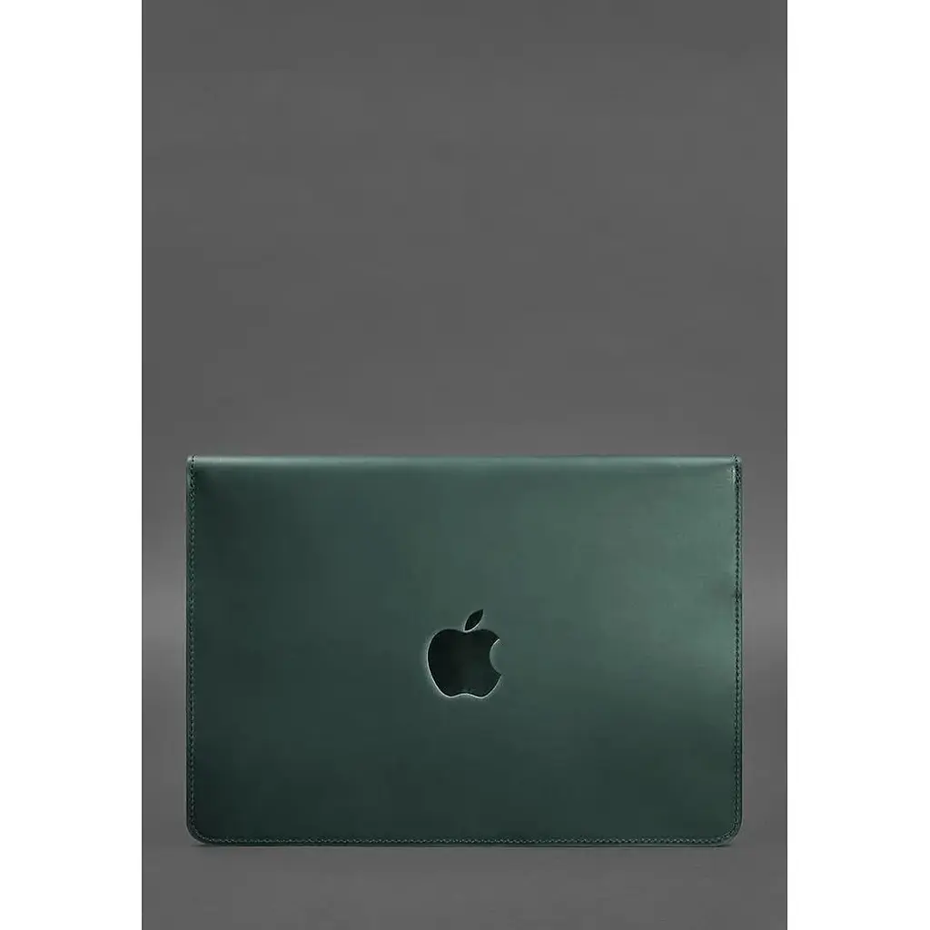 Шкіряний чохол-конверт BlankNote Crazy Horse на магнітах для MacBook 14 Зелений - фото 2