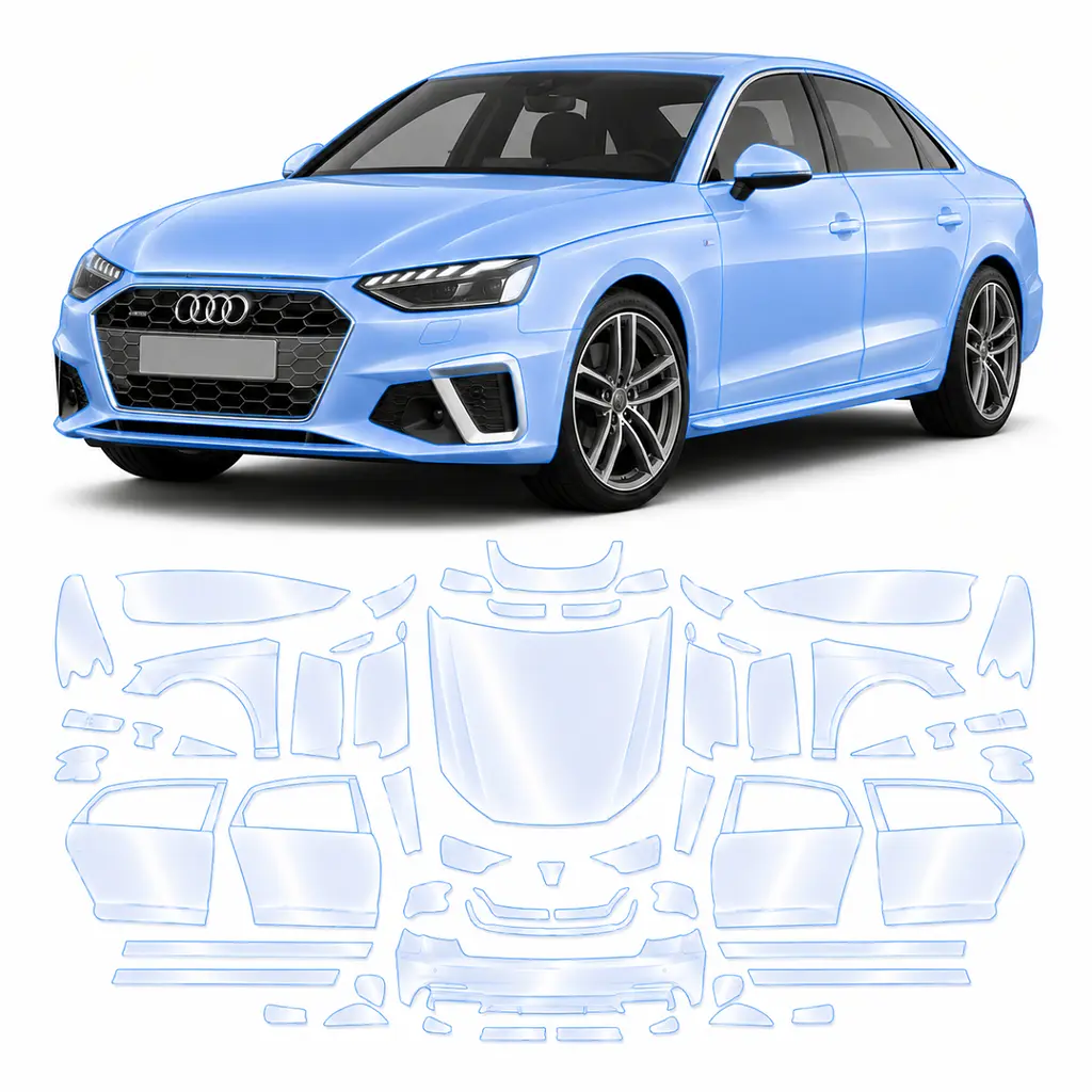 Антигравійна захисна бронеплівка за лекалами для Audi A4 B9 facelift 2020-2025 - повний кузов