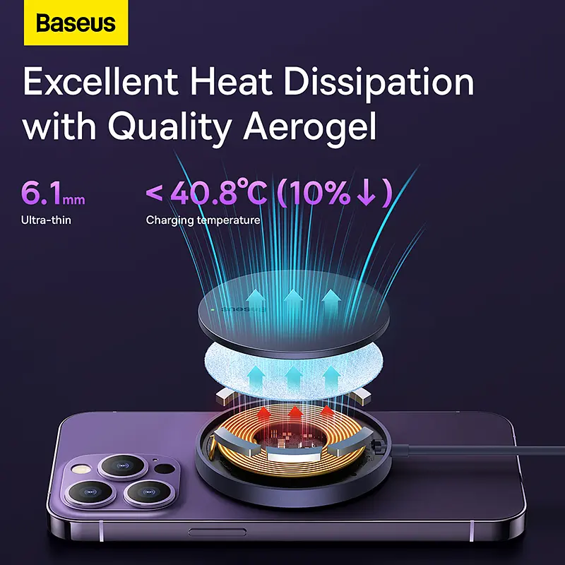 Бездротовий зарядний пристрій Baseus Simple Mini3 Magnetic Wireless Charger 15W Dusty Purple (CCJJ040205) - фото 10
