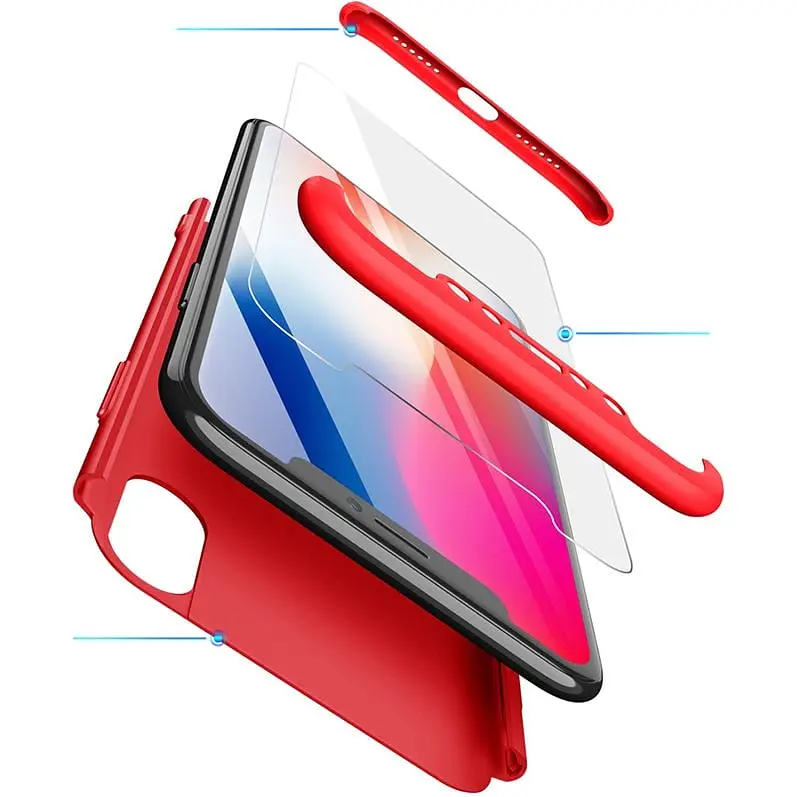 Чохол-накладка GKK 3 in 1 Hard PC Case Apple iPhone X Red - фото 2