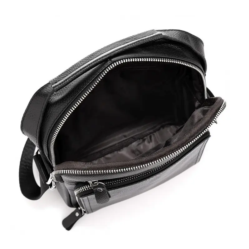 Сумка чоловіча шкіряна чорна Tiding Bag M5608-1A через плече - фото 5