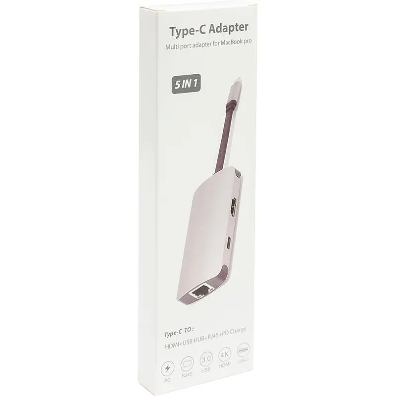 USB-Хаб PowerPlant USB-C CA911691 USB-C-2хUSB3.0, HDMI, RJ45, USB-C (CA911691) - фото 2