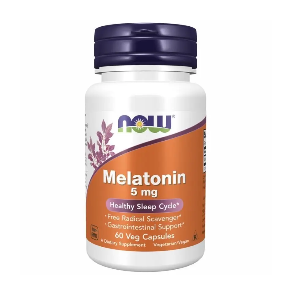 Мелатонін 5мг, Melatonin 5 mg NOW foods, 60 вегетаріанських капсул