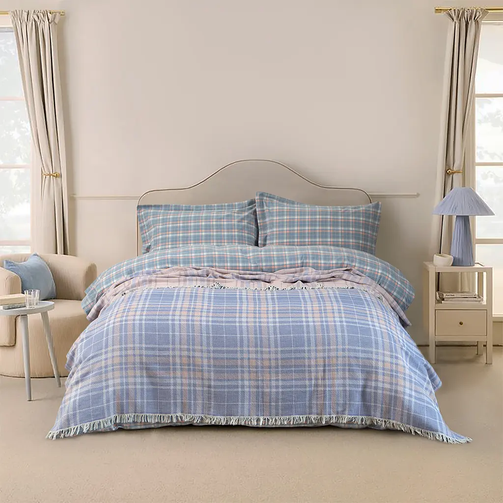 Покрывало Lotus Home - Checked Caledonia голубой 190x225 - фото 2