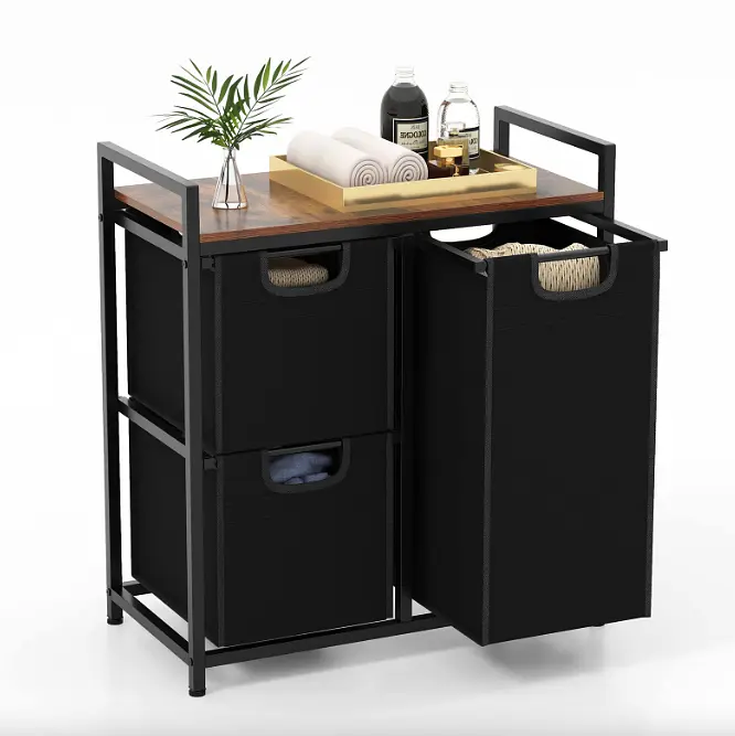 Кошик для білизни Costway Nordi 58 л в стилі Loft чорний - фото 6